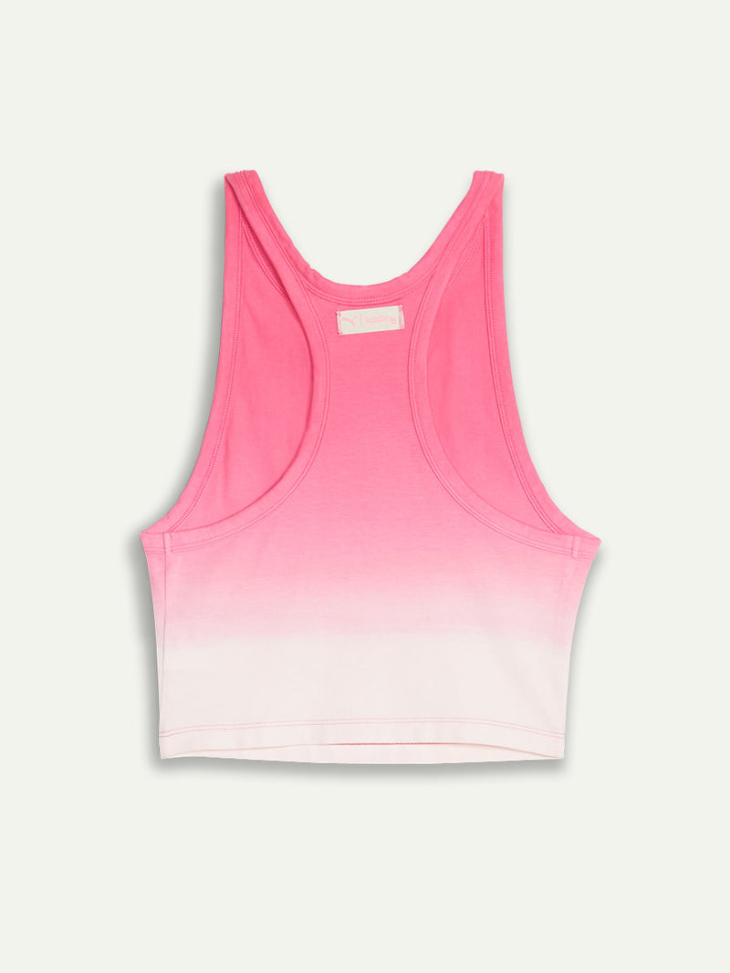 Product Back Shot of Puma x lemlem Crop Tank in Gradient Frost Pink Color