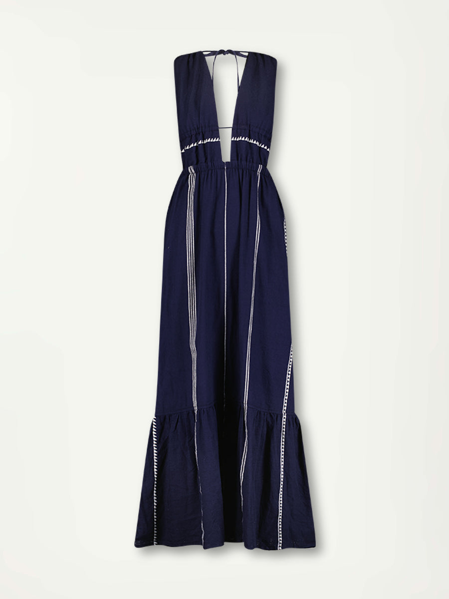 lemlem nunu plunge neck dress lemlem Nunu Plunge Neck Dress in Navy