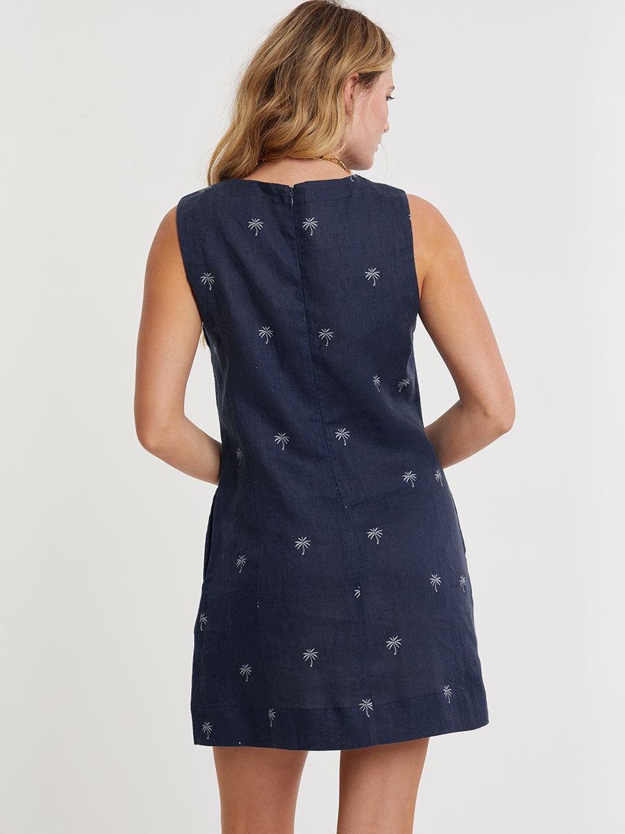 navy blue shift dress Cotton Waffle Dress, V-neck Dress, Knee Length Dress, With Pockets Etsw No stretch Fluid Crepe Sleeveless Mini Dress