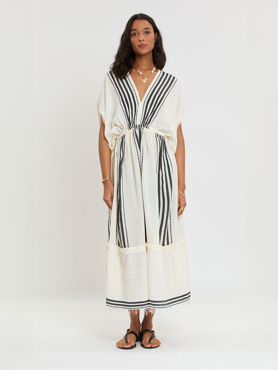 eshe plunge neck dress Lemlem Eshe Plunge Neck Dress in Blue
