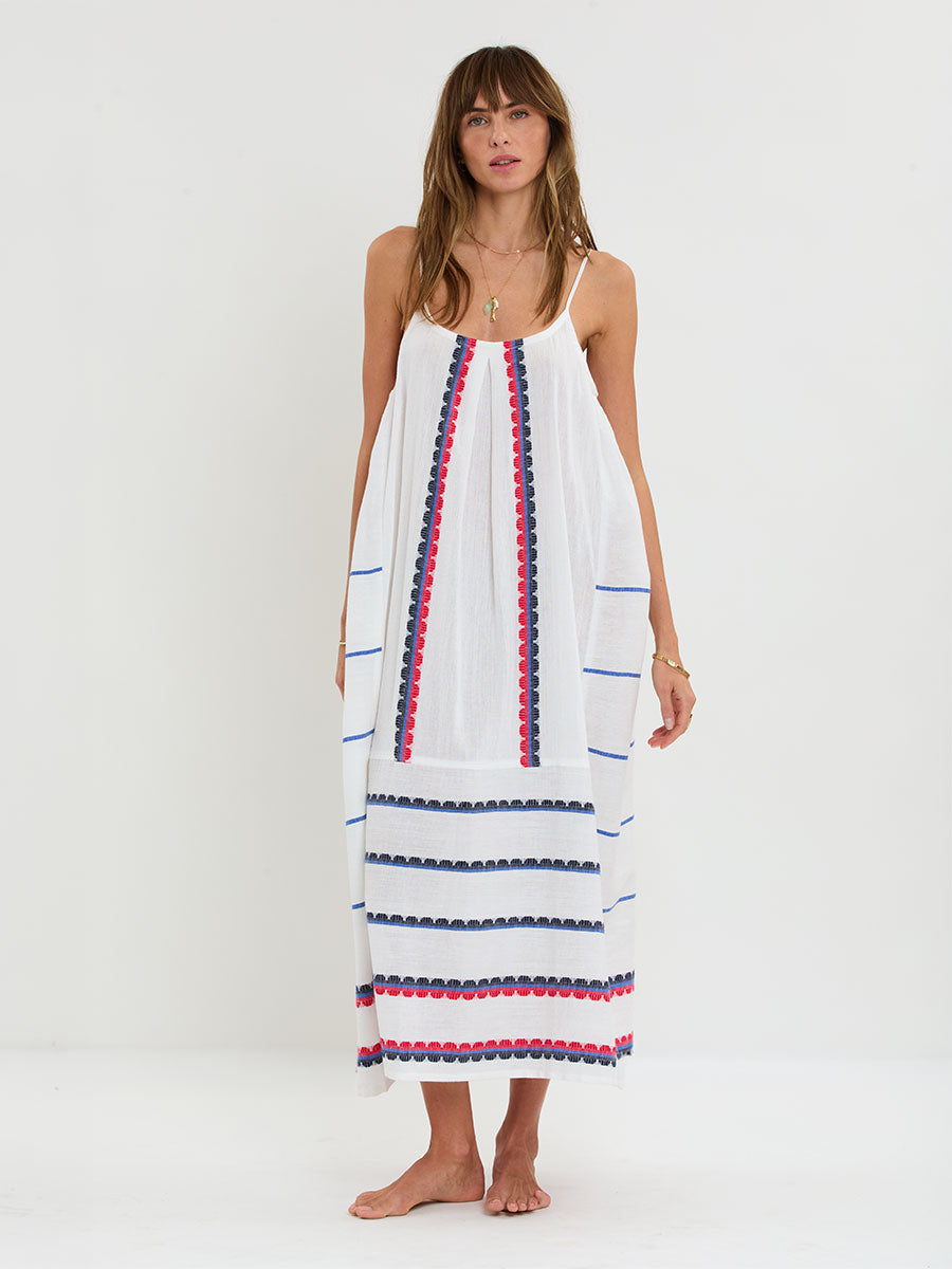 blue and white slip dress Aphrodite Slip Dress - White/Blue Euphoria | Sleepwear main image 0