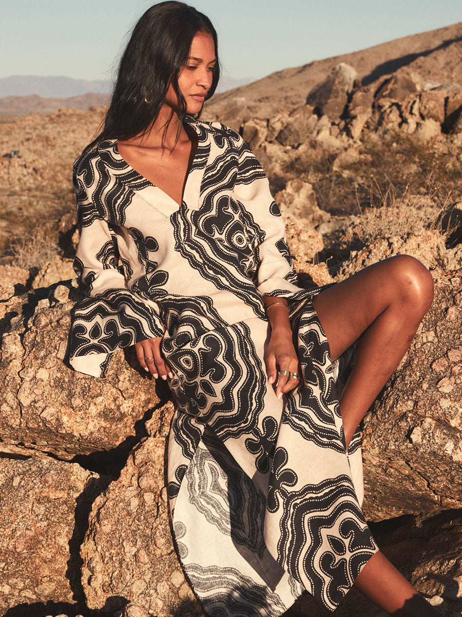 lemlem Women's THEODORA | Column Dress in Niku Cream lemlem Women's THEODORA | Column Dress in Niku Cream