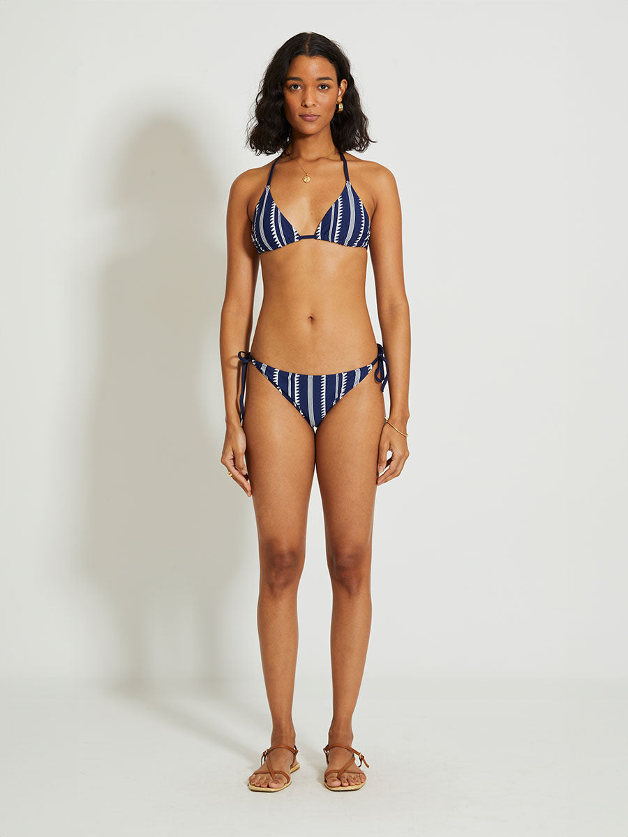 lemlem Women's REKKA String Bikini Bottom Swimsuit in Nunu Navy