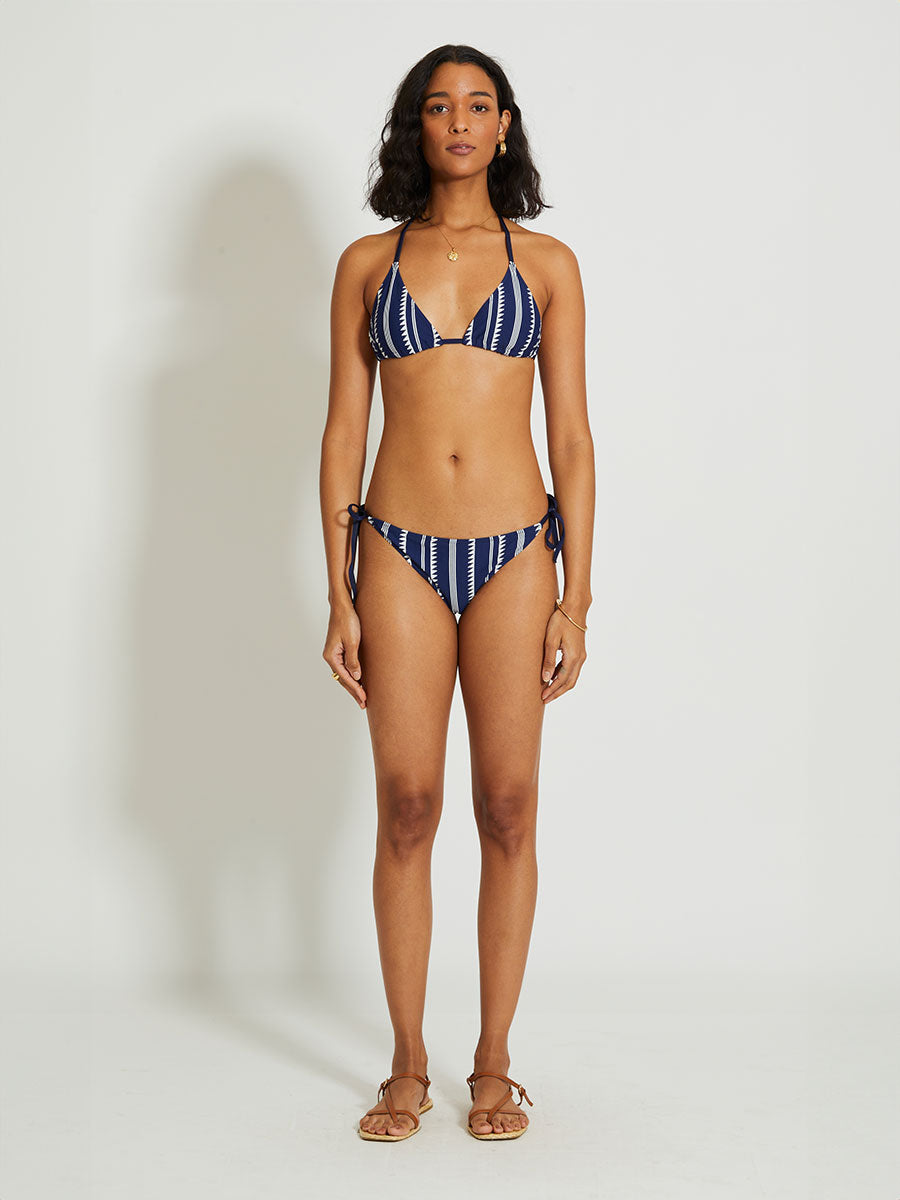 lemlem Women's MALIA Triangle Bikini Top Swimsuit in Nunu Navy