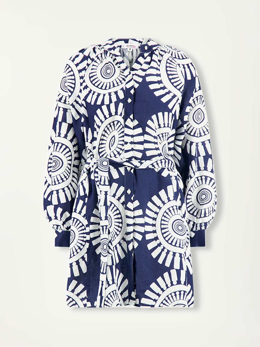 princess polly baby blue dress lemlem Women's MEAZA Button Up Dress in Zeina Navy