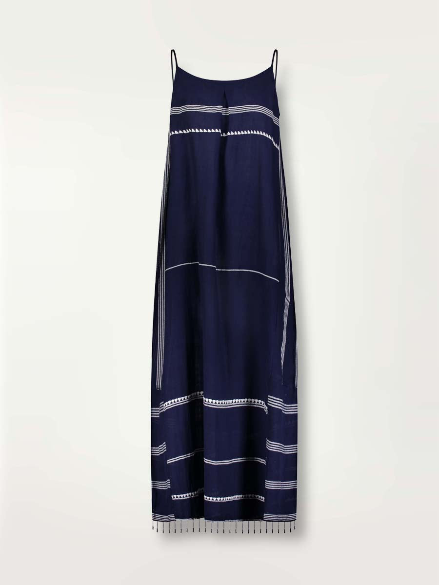 open lace back dress Lemlem Women's Nunu Long Slip Dress - Navy