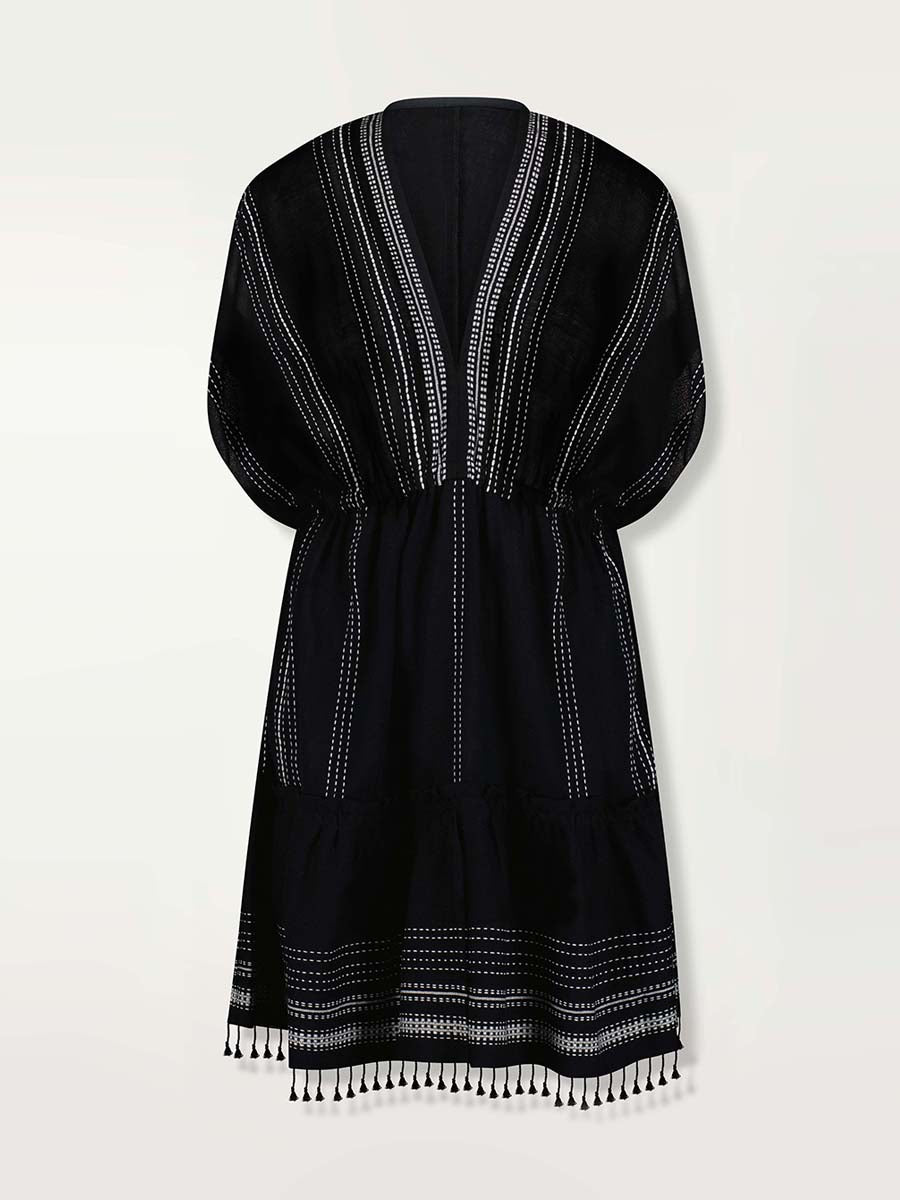 open lace back dress Lemlem Abira Empire Waist Tiered Cotton Cover-Up Maxi Dress in White