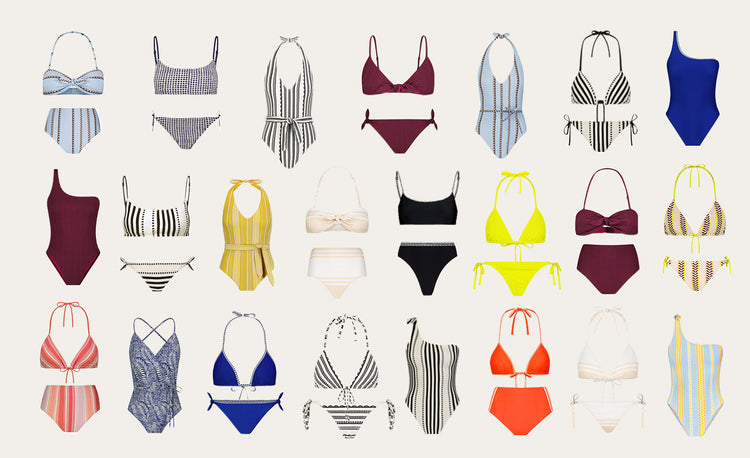 Mosaic on lemlem swimsuits on a beige background.