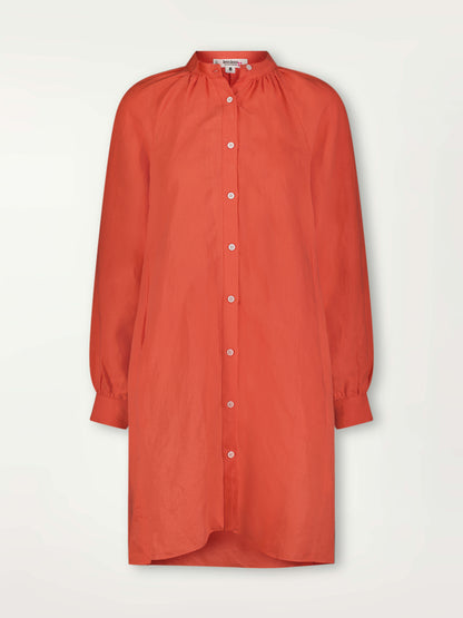 Product Front Shot of Meaza Button Up Dress featuring bright, happy and sophisticated coral color