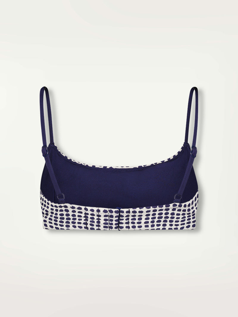 Product Back Picture of an Asha Scoop Top Featuring Blue Dotted Pattern