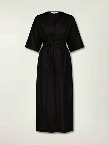 Product Front Shot of Hermona Plunge Dress Featuring Black Color