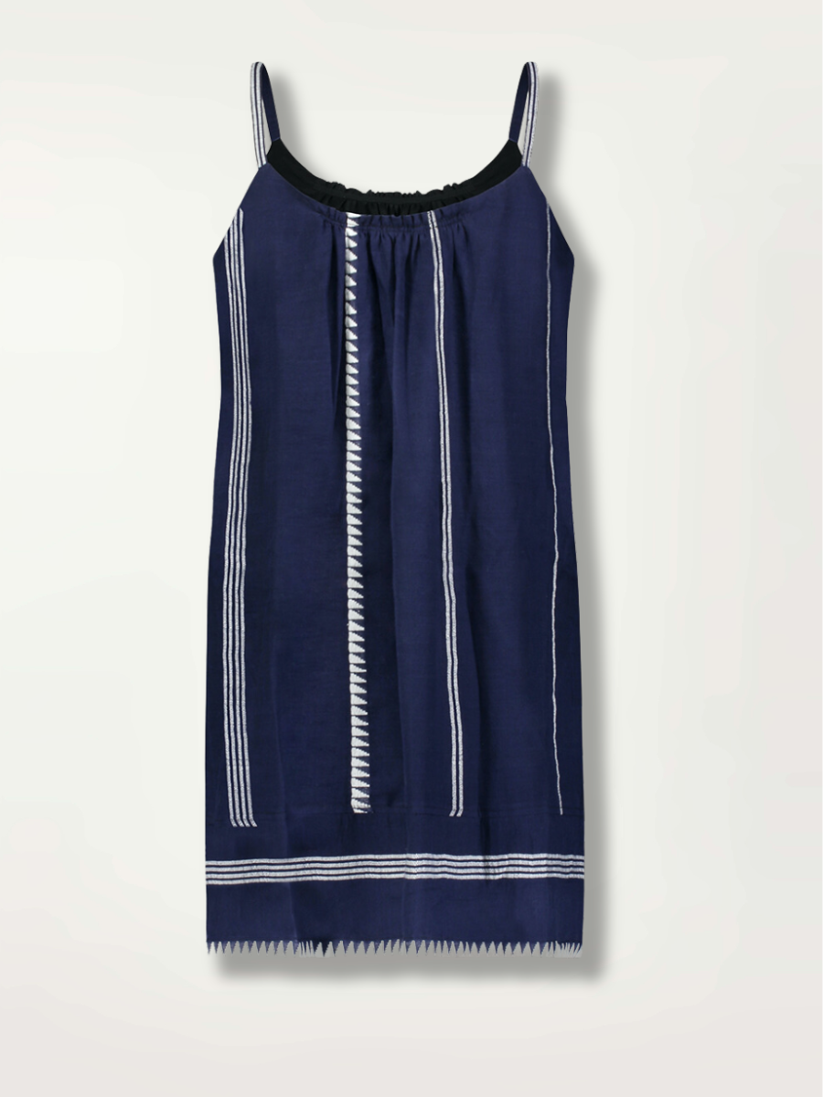 lemlem Women's ZINA Hand Woven Short Swing Dress in Nunu Navy