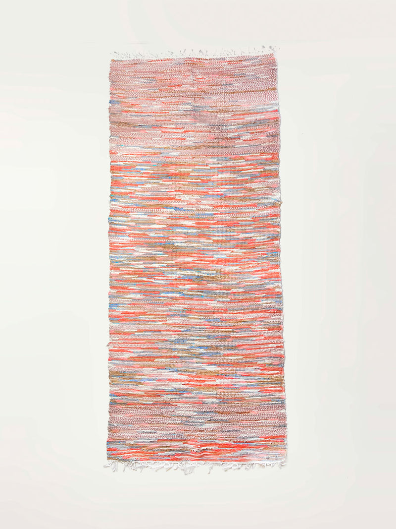 Coral Rug Featuring Coral Color Stripes and Blue Stripes