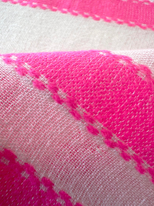 Close-up of pink and white striped fabric