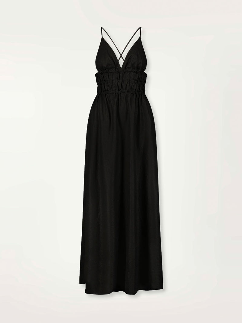 Product Front Shot of Gete Triangle Dress Featuring Black Color