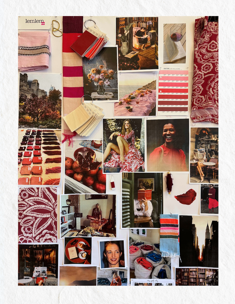 A picture of our  Moodboard showing what inspired us to create the Maraki Ruby collection