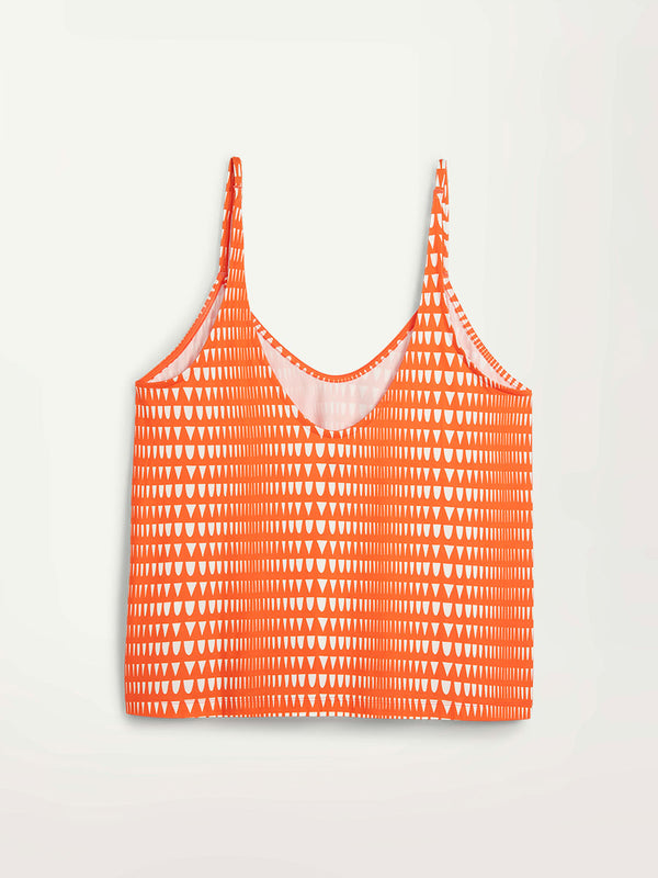 Product Back Shot of Puma x lemlem Flow Tank in Cayenne Pepper Color Featuring lemlem triangle pattern in white color