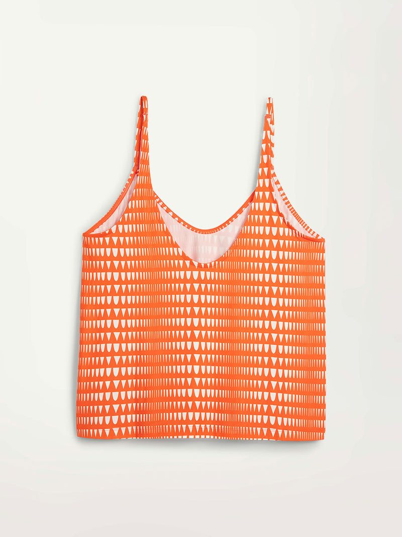 Product Back Shot of Puma x lemlem Flow Tank in Cayenne Pepper Color Featuring lemlem triangle pattern in white color