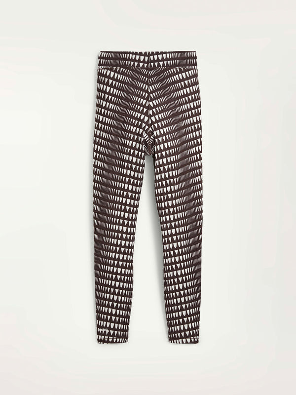 Product Back Shot of Puma x lemlem Leggings in Dark Chocolate Color featuring lemlem triangle pattern in white color