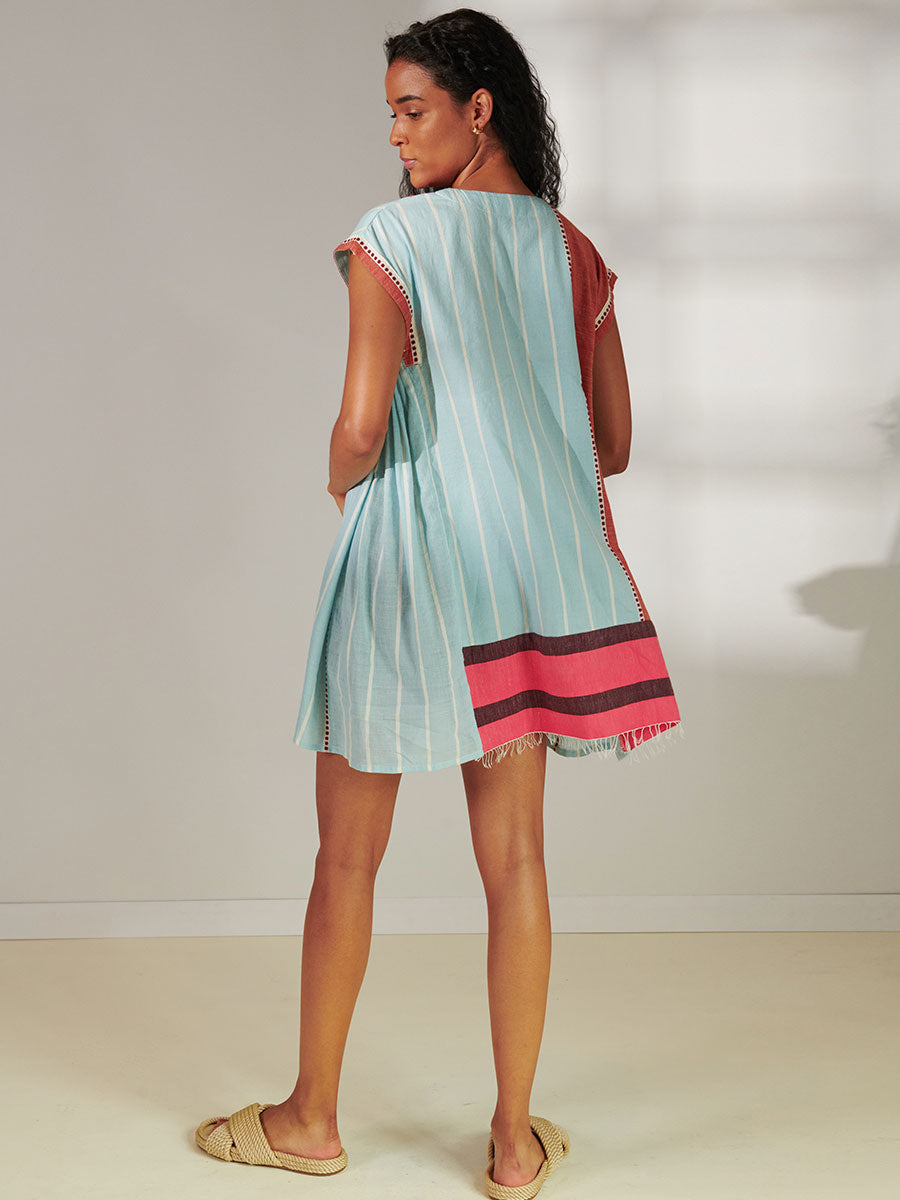 lemlem women's ELINA Caftan in Blue Multi