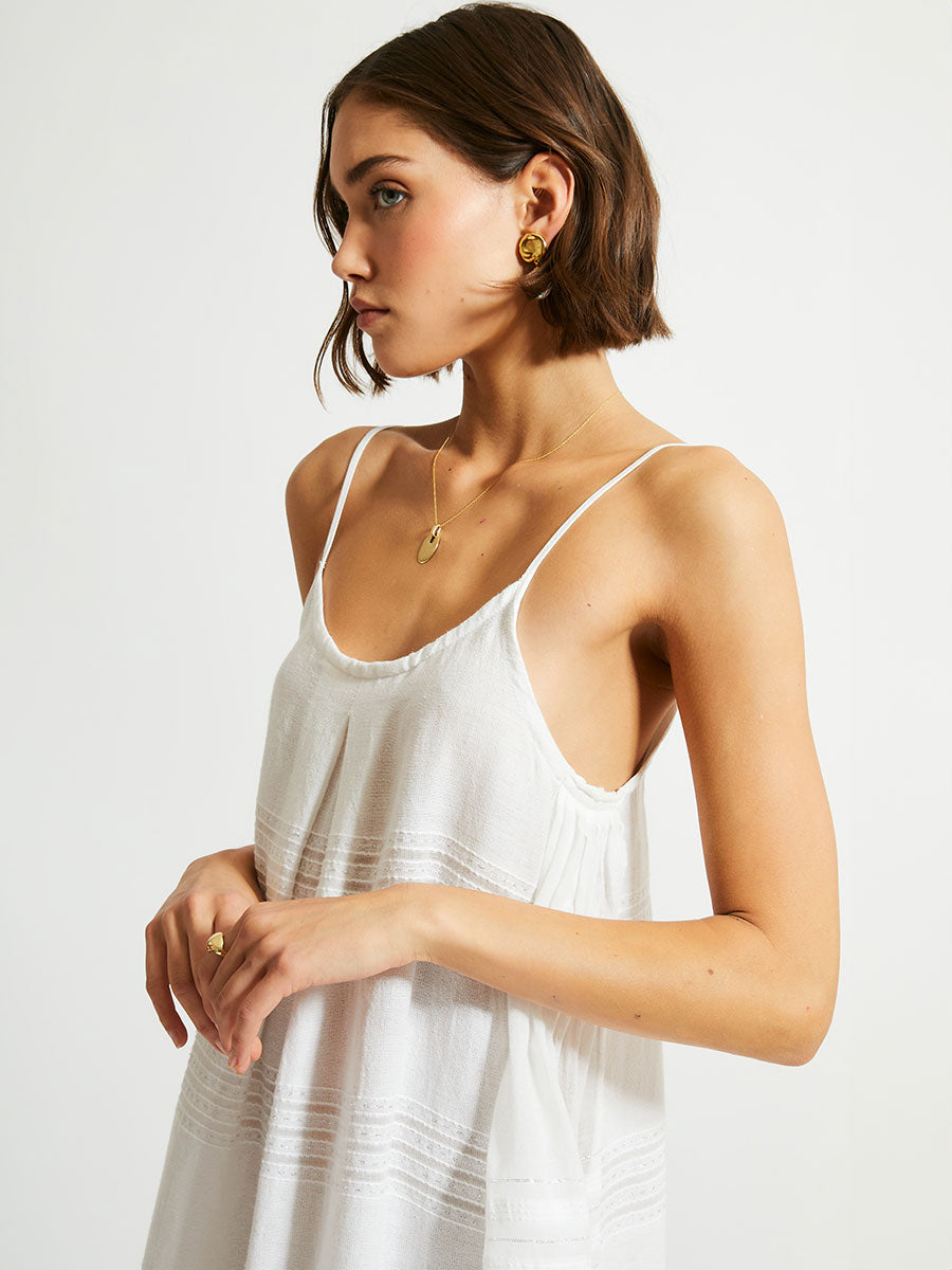 lemlem Women's NIA Hand woven Midi Slip Dress in Abira White