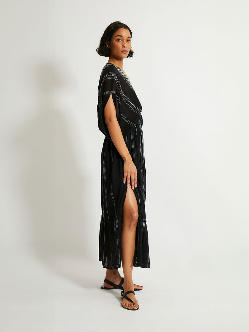 lemlem plunge neck dress lemlem Leila Plunge Dress in Eshe Blue