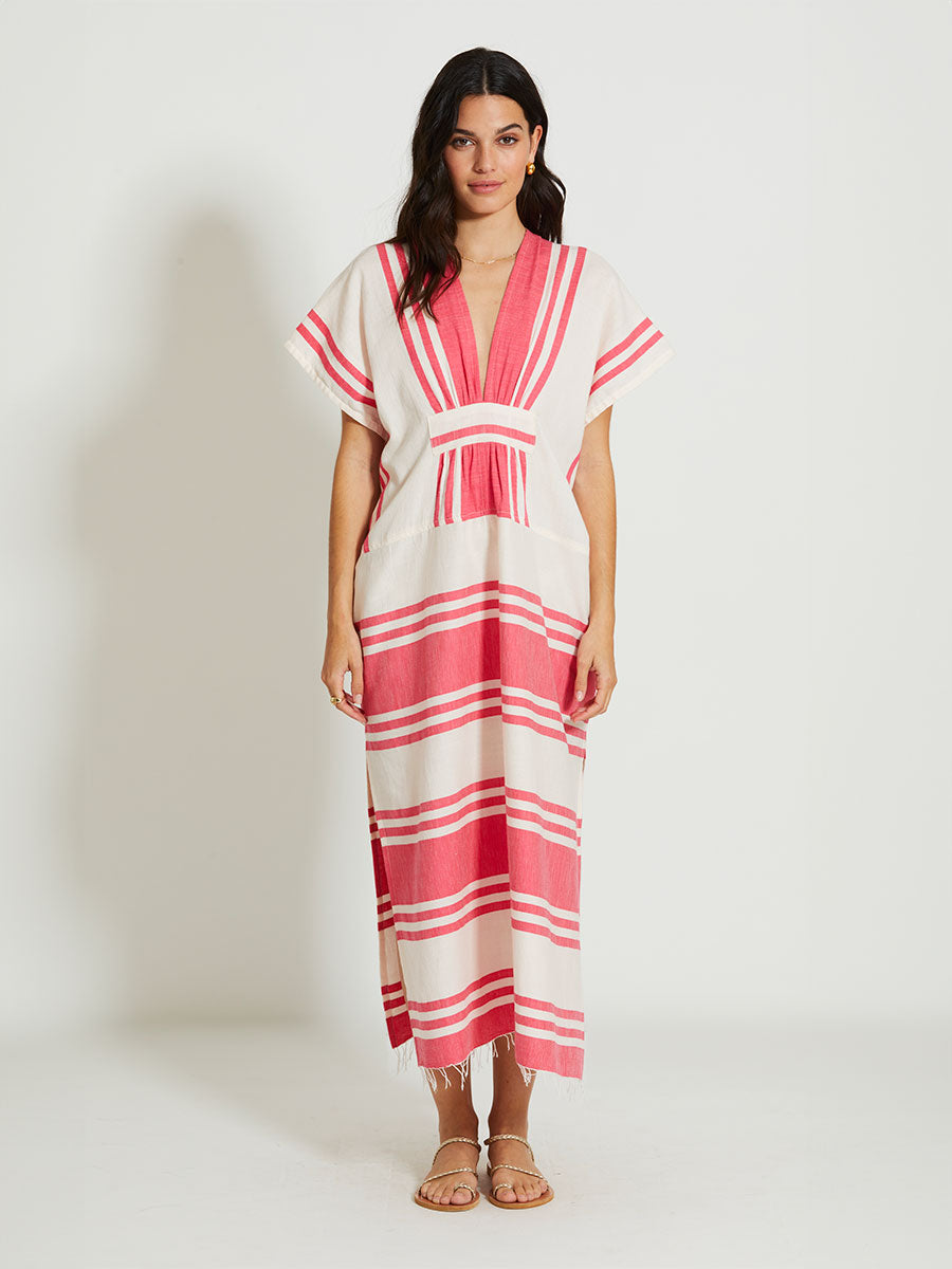 lemlem Women's GASIRA V Neck Caftan in Ayelu Fragaria
