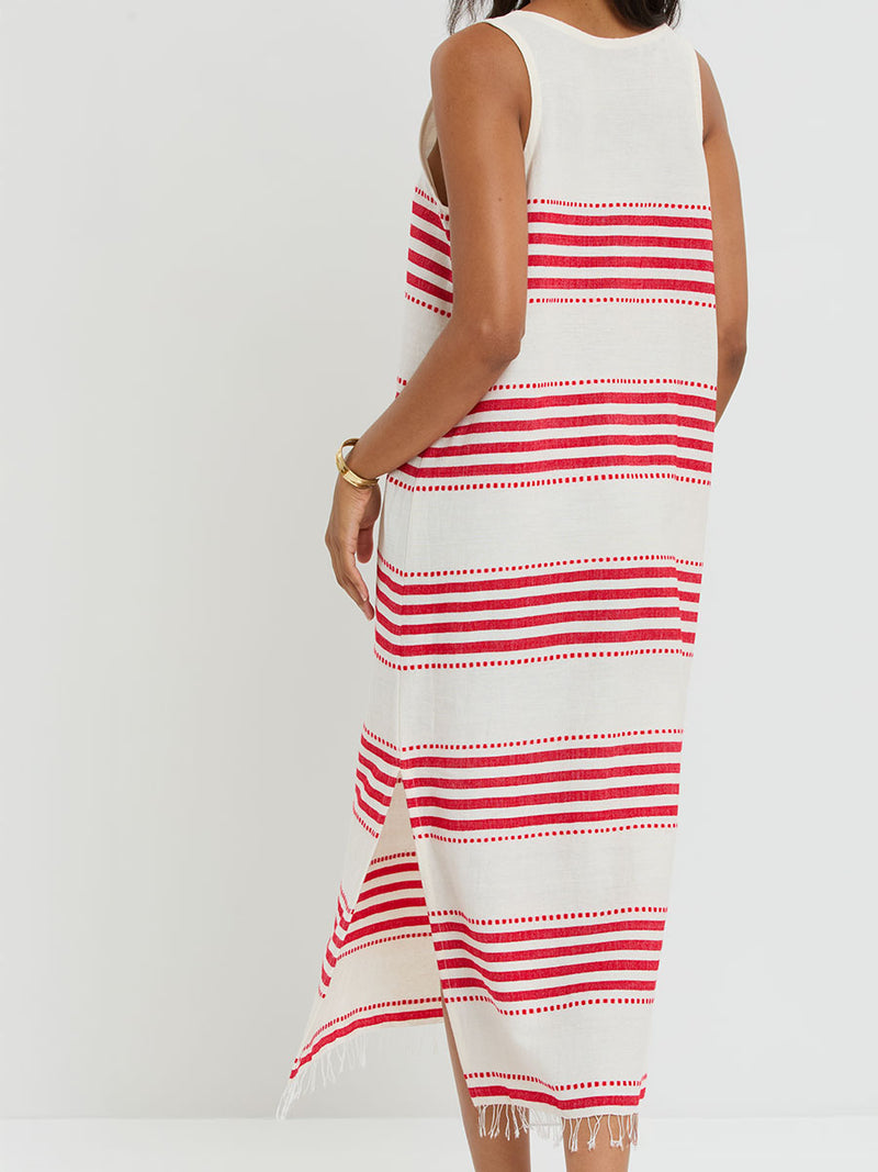 tank dress red Lilian - Eshe Red, With Stripes, in Cotton - Size XS - Light & Comfortable Feel - Hand-woven in Ethiopia Jane Colen Color:Grey Flannel House Dresses For Elderly disneyinspired