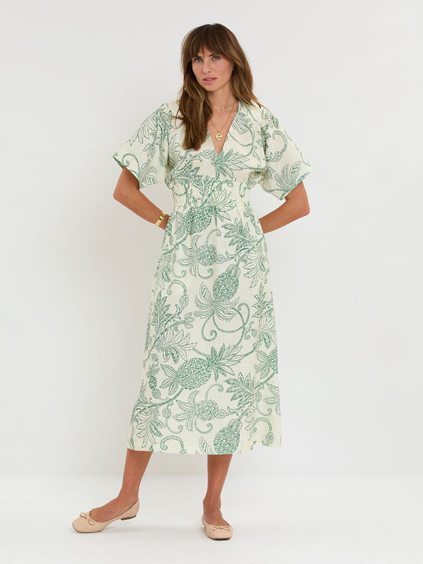 lemlem plunge neck dress lemlem Nunu Plunge Neck Dress in Navy