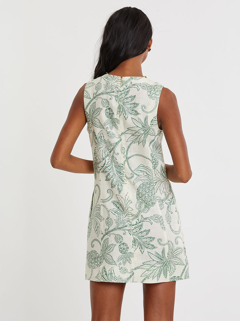 Persinna Shift Dress - Mokata Green, With Tropical Pineapples - Size XS - Made in Africa - lemlem Persinna Shift Dress - Mokata Green, With Tropical Pineapples - Size XS - Made in Africa - lemlem