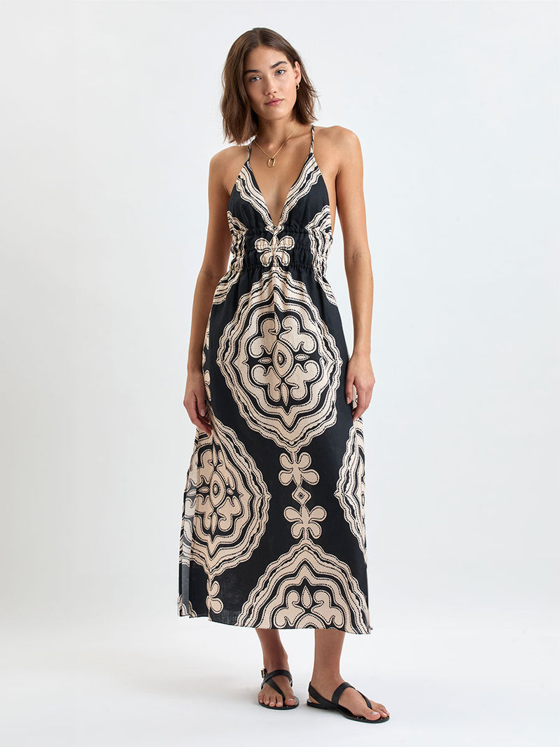black triangle dress Shimmery triangle backless dress