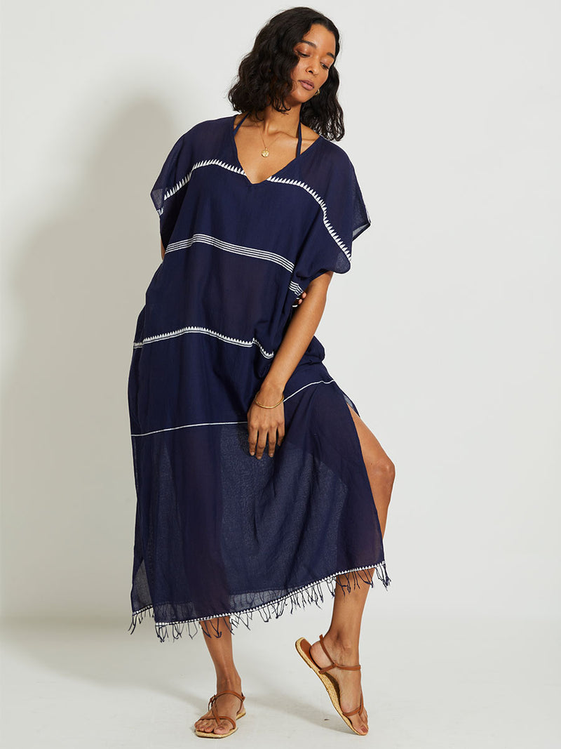 Navy Nunu Classic Caftan | lemlem Navy Nunu Classic Caftan | lemlem