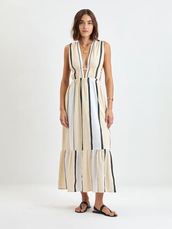 lemlem maxi dress lemlem Leila Plunge Dress in Eshe Blue