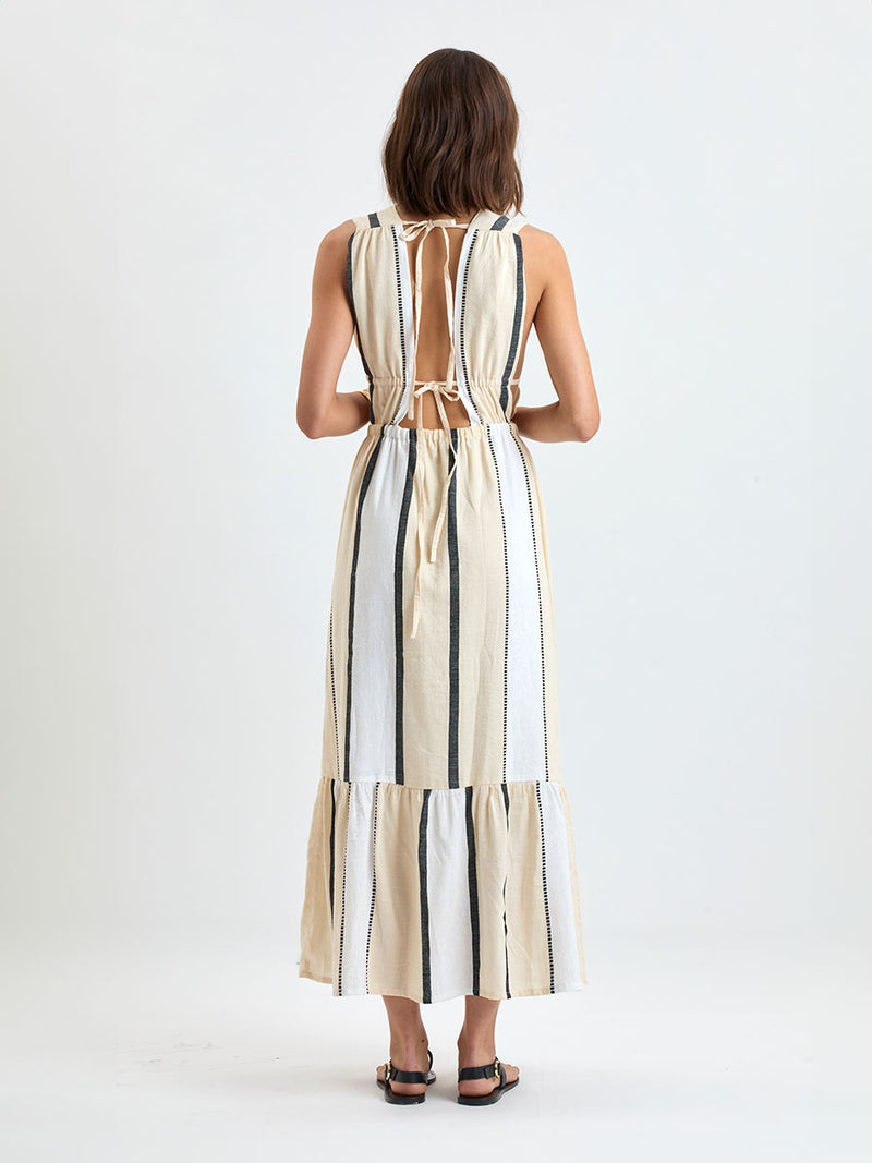 lemlem Women's LELISA | V Neck Dress in Tomoca Cream lemlem Women's LELISA | V Neck Dress in Tomoca Cream