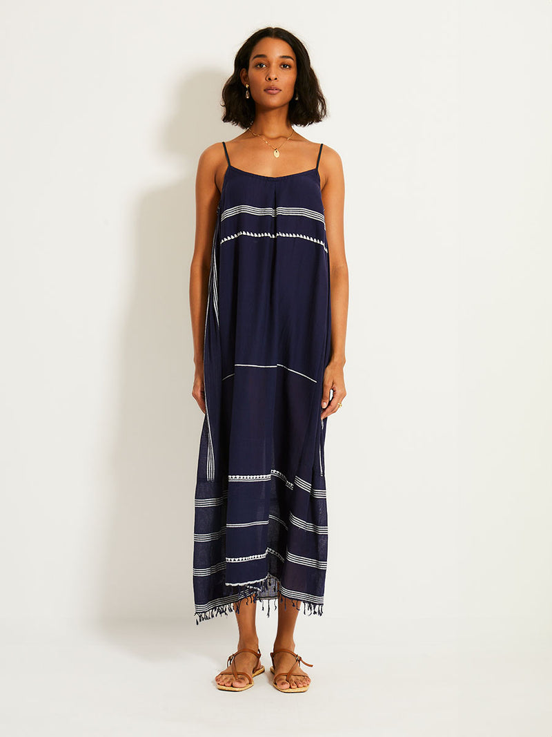 Lemlem Women's Nunu Long Slip Dress - Navy - Size Large Lemlem Women's Nunu Long Slip Dress - Navy - Size Large