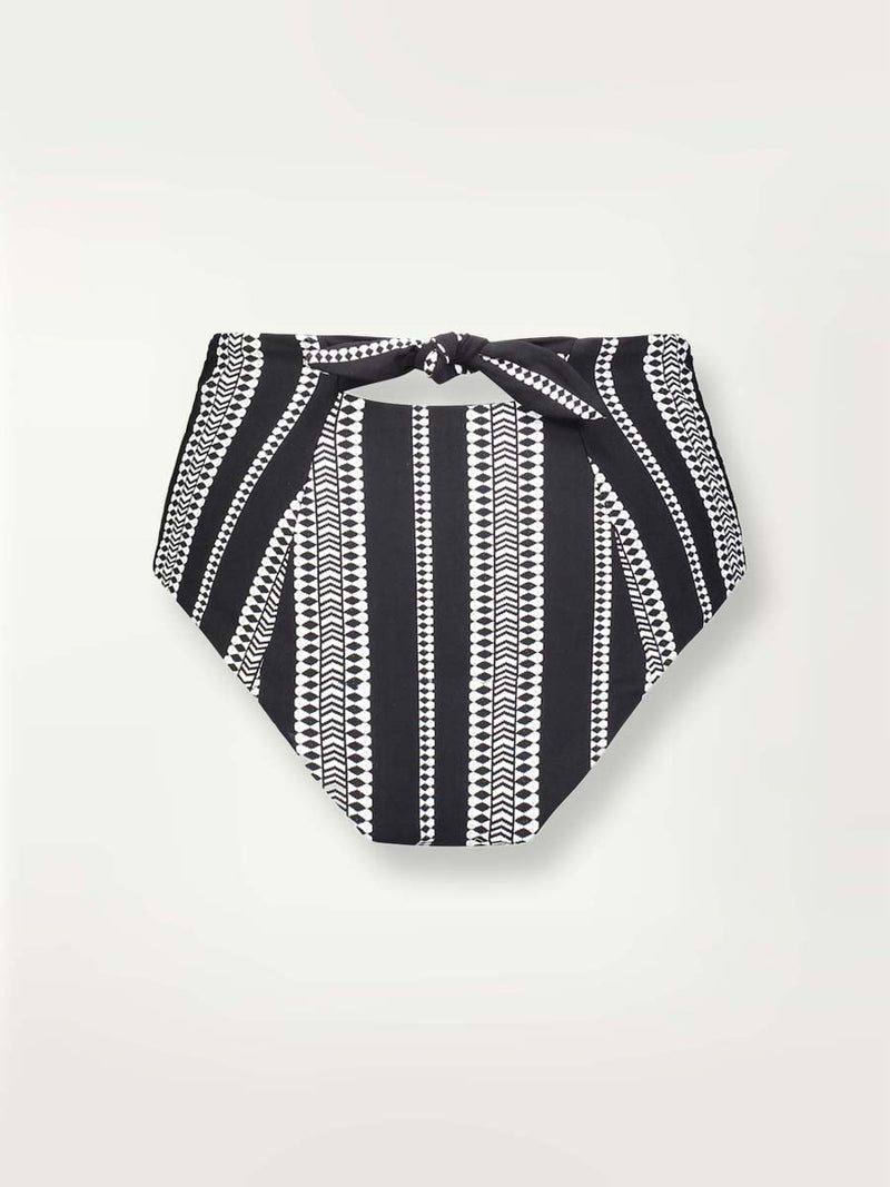 product shot of the back of the black graphic diamond and arrows high waist bottom