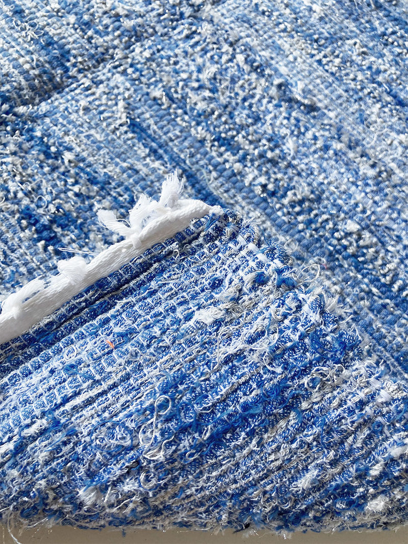 Close up shot of Blue / Silver rug.